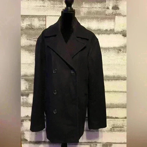 J. Crew Black Wool Pea Coat size Medium - Picture 1 of 4